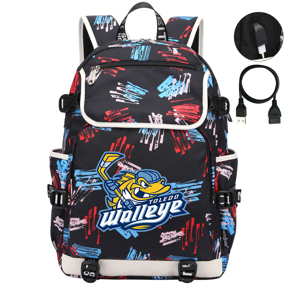 Toledo Walleye Hockey League Backpack School Notebook Travel Bag