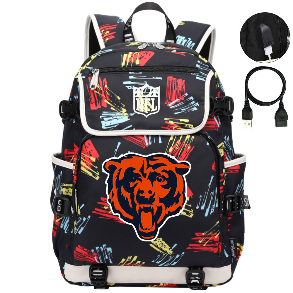 Chicago Bears Football Backpack School Notebook Travel Bags