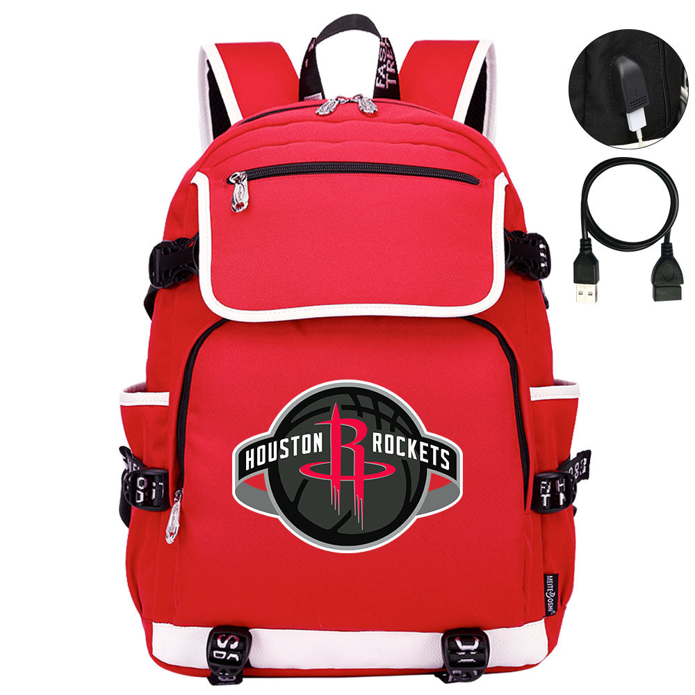 Houston Rockets Backpack School Notebook Travel Bags