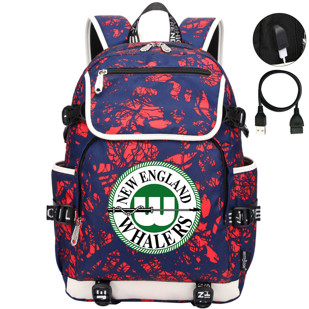 New England Whalers Hockey League Backpack School Notebook Travel Bag