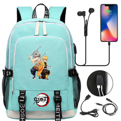 Demon Slayer Kimetsu No Yaiba USB Charging Backpack School Note Book Laptop Travel Bags