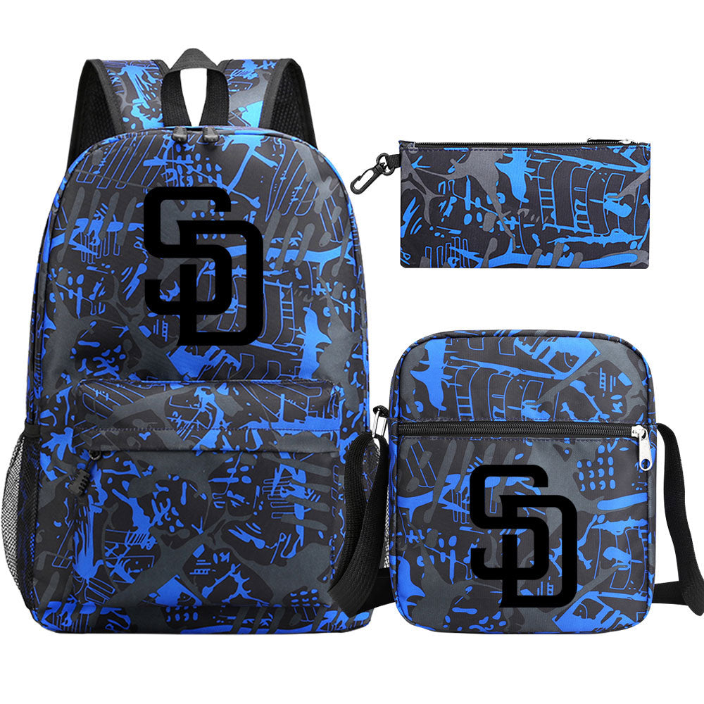 San Diego Padres Baseball School Backpack Shoulder Bag Pencil Bags 3pcs Set