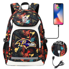Baltimore Ravens Football Rugby Backpack School Notebook Travel Bags With USB