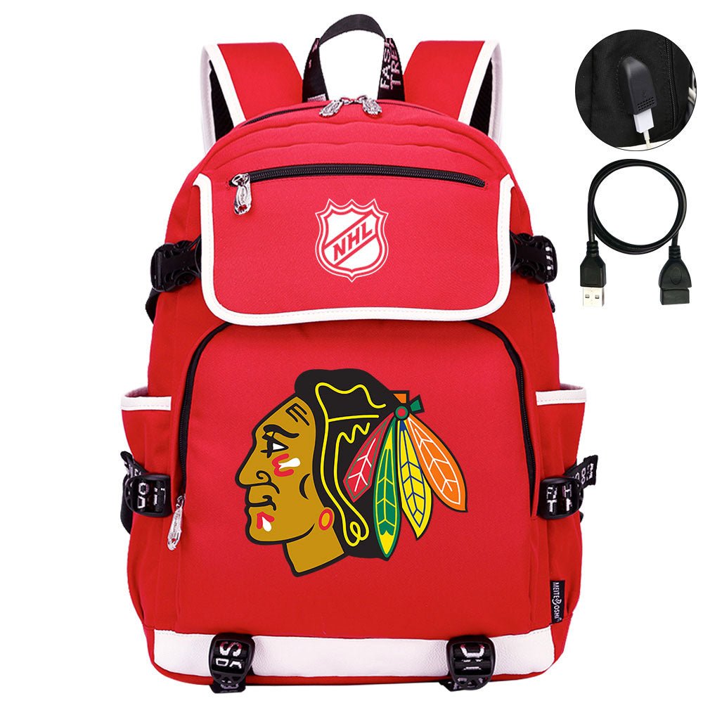 Chicago Blackhawks Hockey League Backpack School Notebook Travel Bag