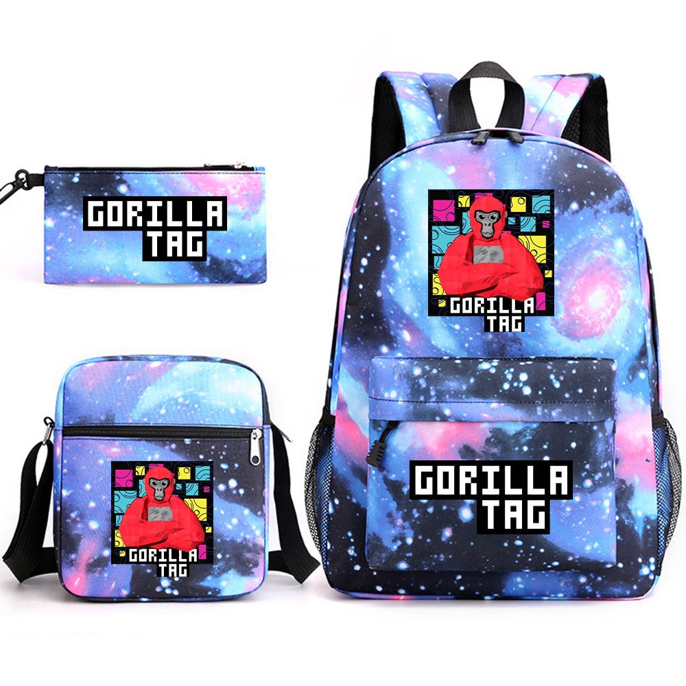 Gorilla Tag School Backpack Shoulder Bag Pencil Bags 3pcs Set
