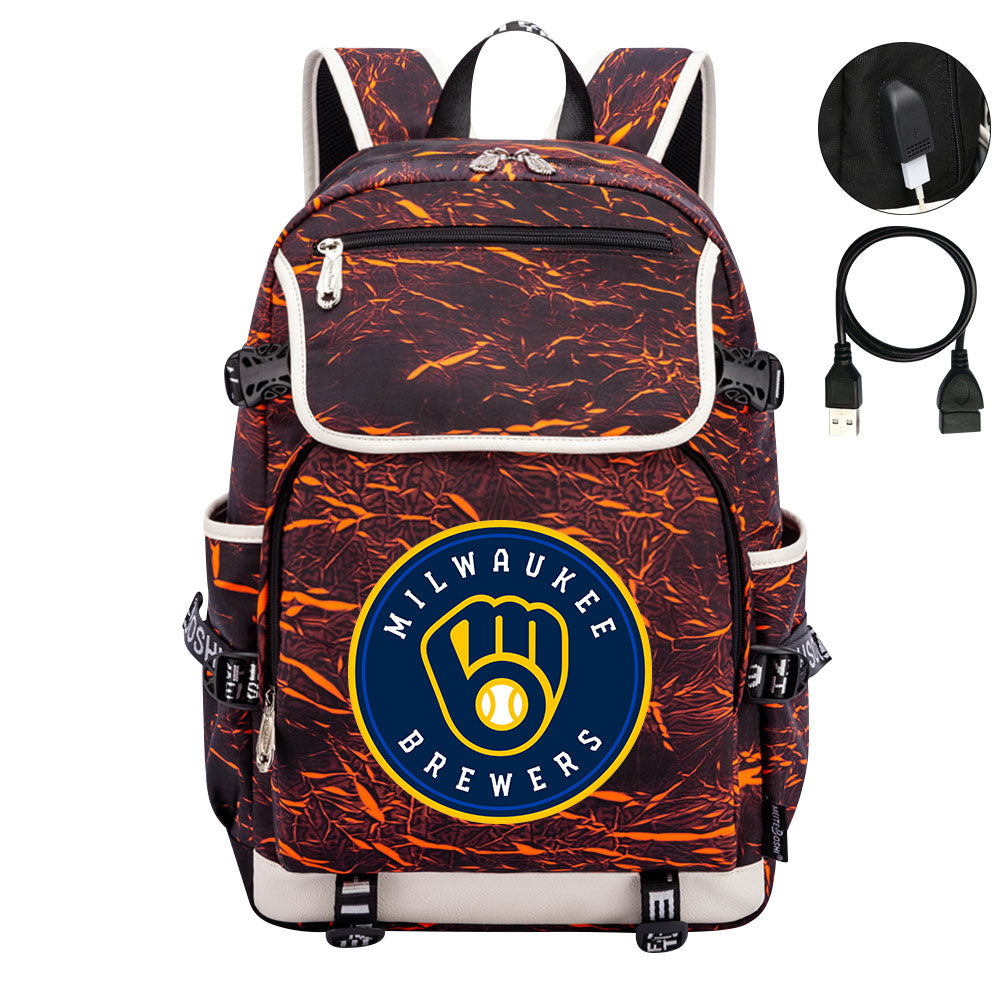 Milwaukee Brewers Backpack School Notebook Travel Bags