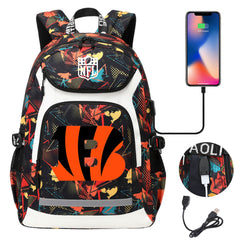 Cincinnati Bengals Football Rugby Backpack School Notebook Travel Bags With USB