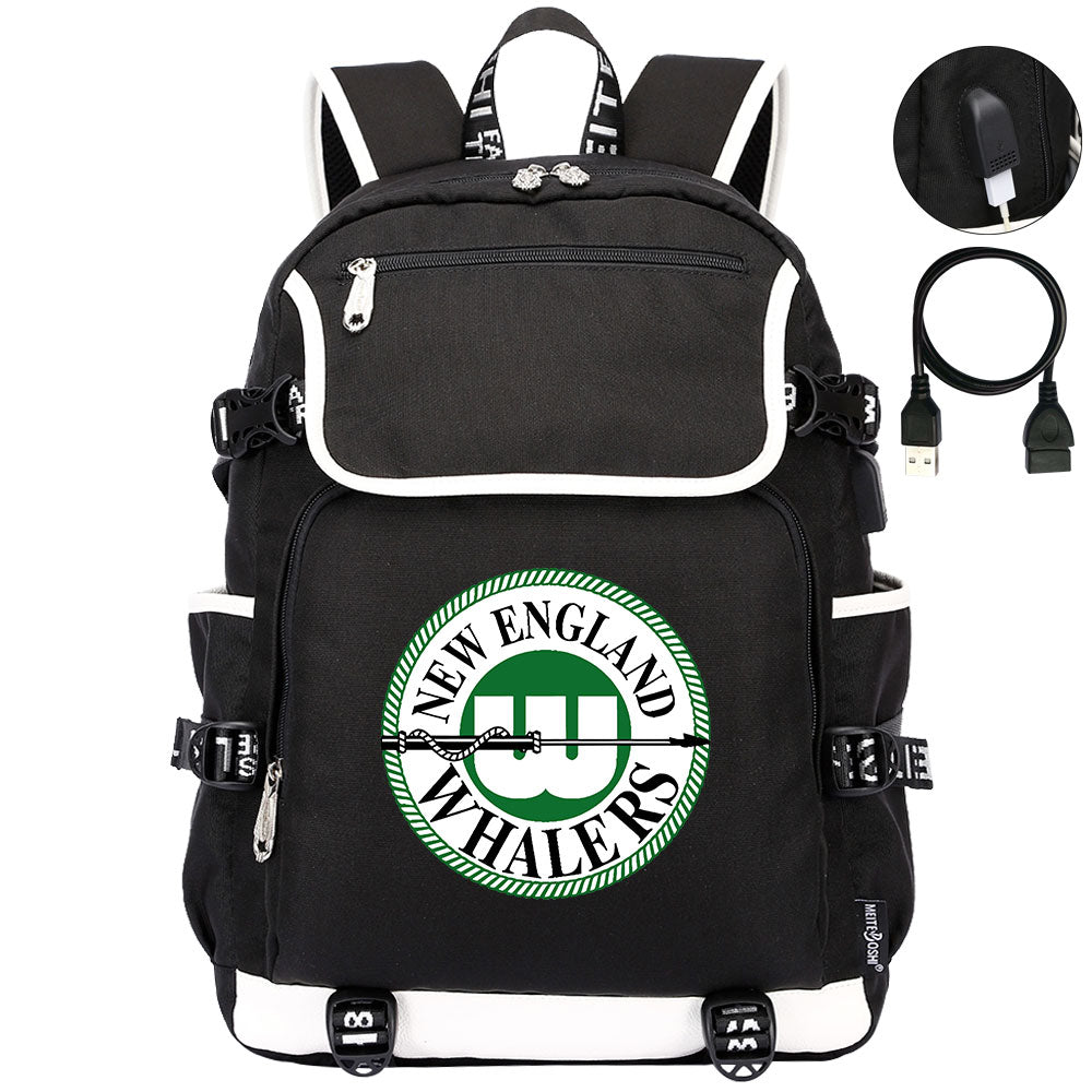 New England Whalers Hockey League Backpack School Notebook Travel Bag