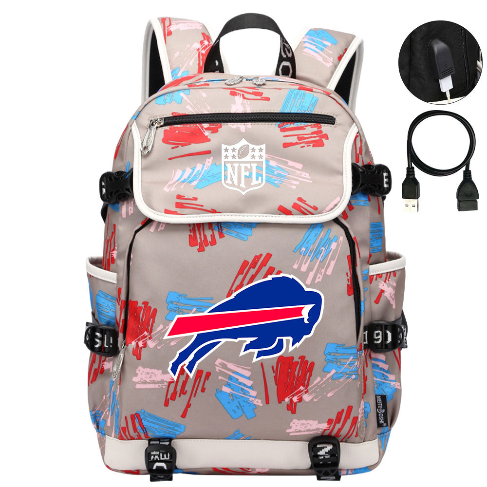 Buffalo Bills Football Team Rugby Backpack School Notebook Travel Bag