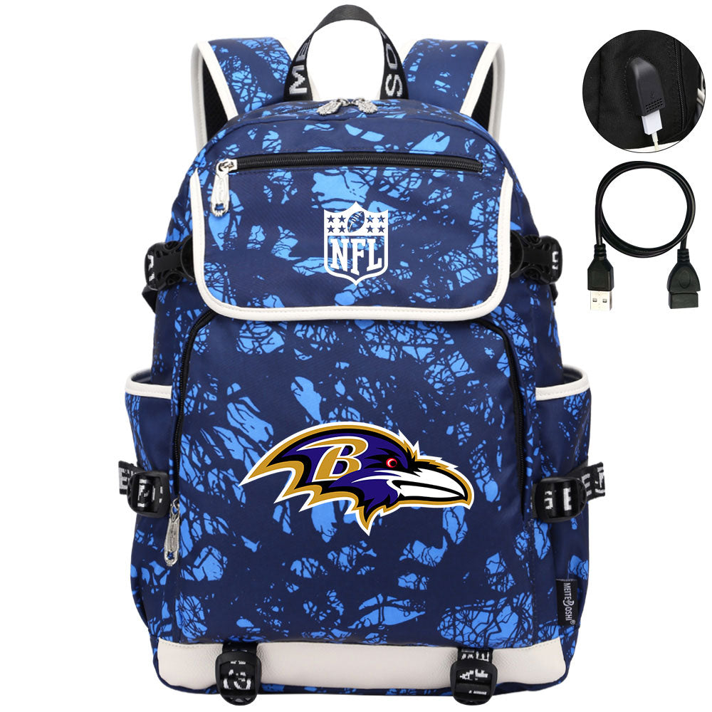 Baltimore Ravens Football Team Rugby Backpack School Notebook Travel Bag