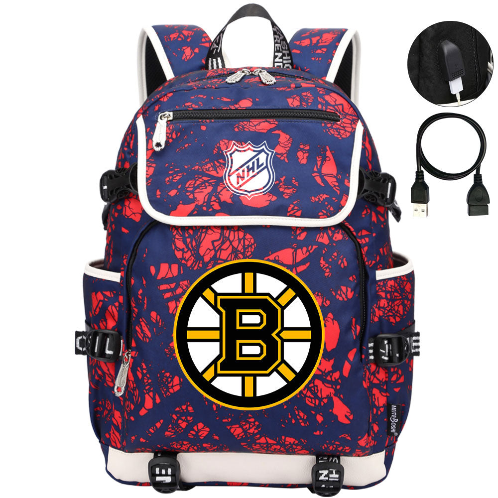 Boston Bruins Hockey League Backpack School Notebook Travel Bags