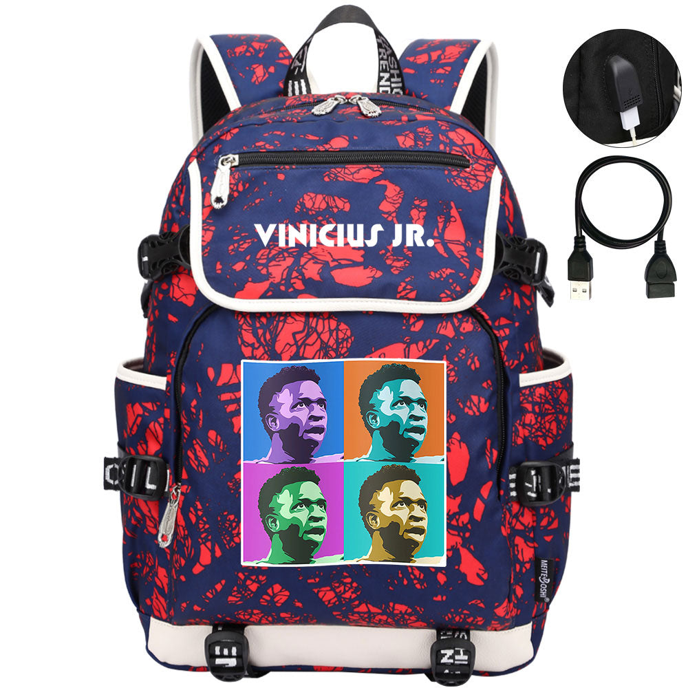 Vinicius Junior FC Backpack School Notebook Travel Bags