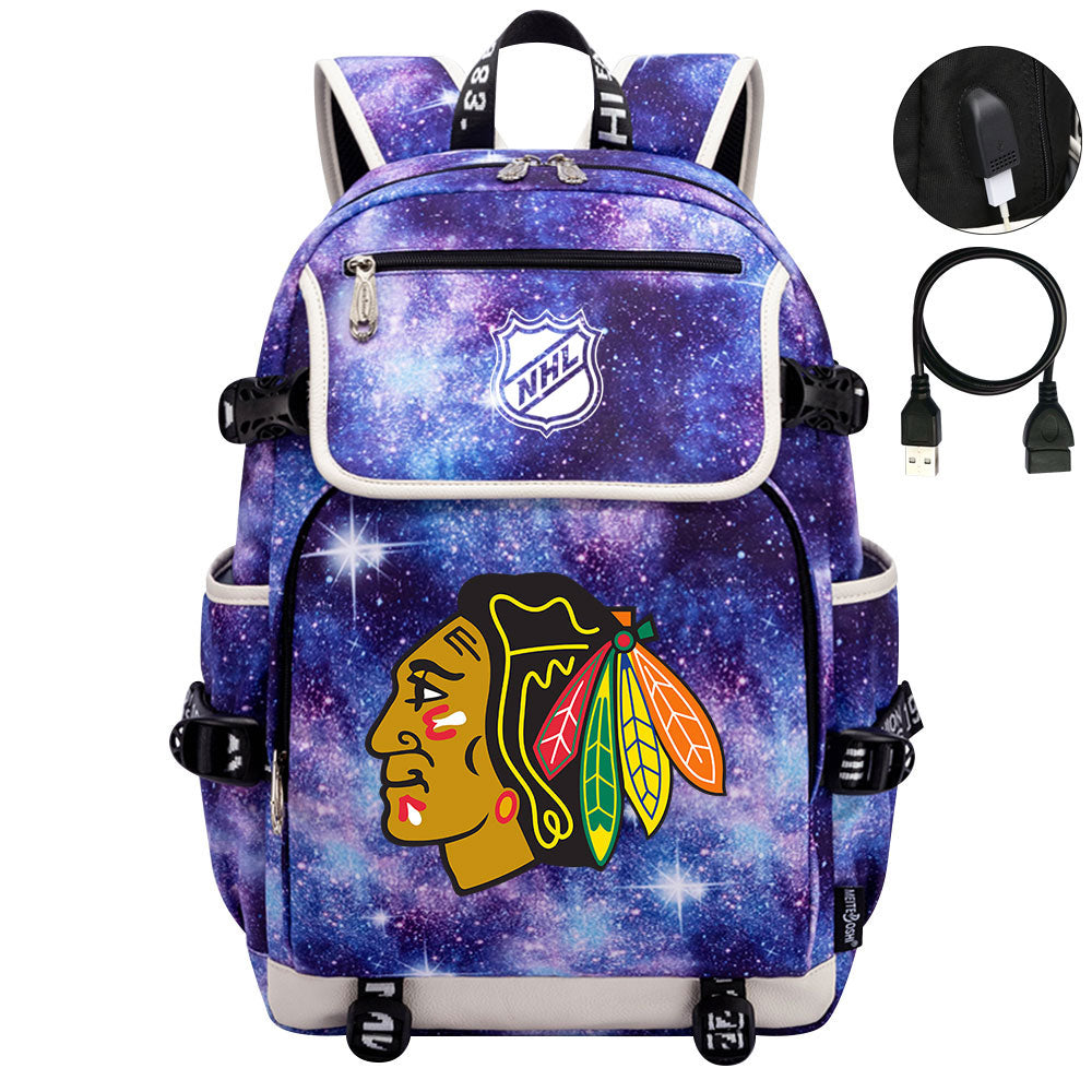 Chicago Blackhawks Hockey League Backpack School Notebook Travel Bag
