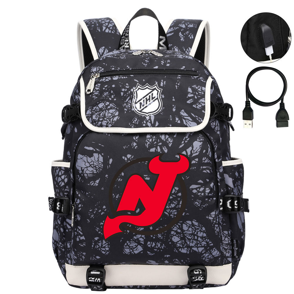 New Jersey Devils Hockey League Backpack School Notebook Travel Bag