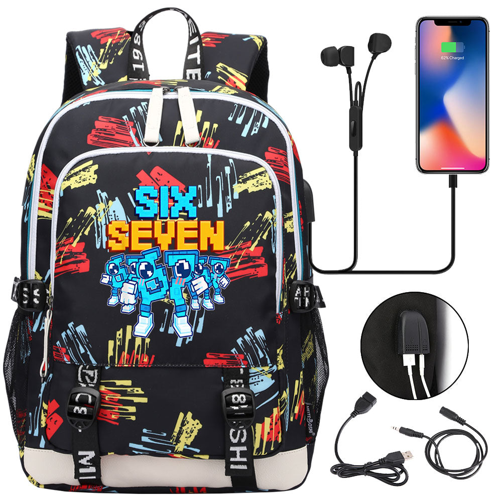 Steal a Brainrot 67 USB Charging Backpack School Note Book Laptop Travel Bags