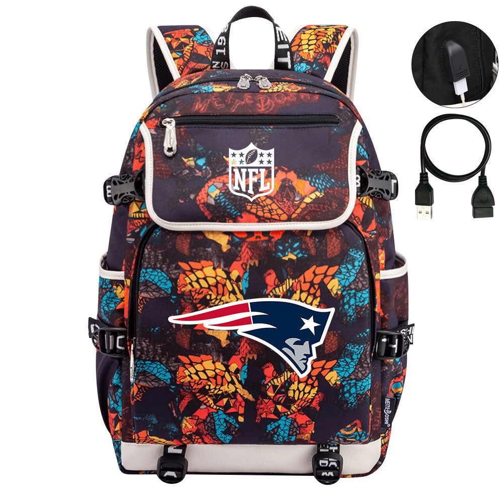 New England Patriots Football Rugby Backpack School Notebook Travel Bags