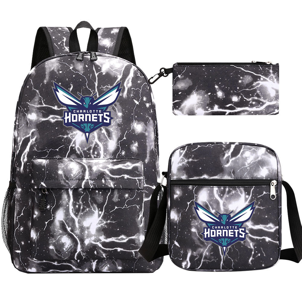 Charlotte Hornets Basketball School Backpack Shoulder Bag Pencil Bags 3pcs Set