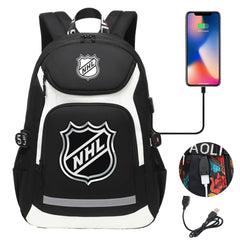 Hockey Team Backpack School Notebook Travel Bags With USB