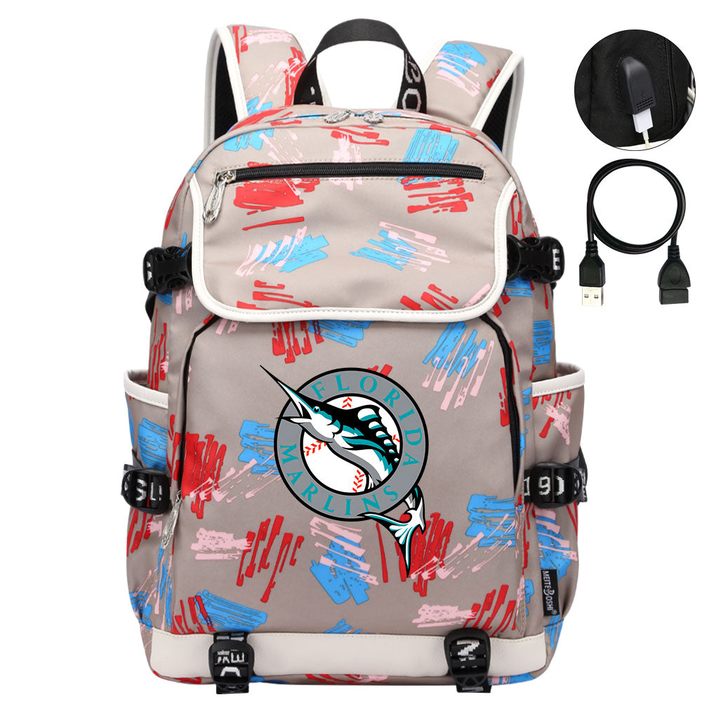 Florida Marlins Backpack School Notebook Travel Bags