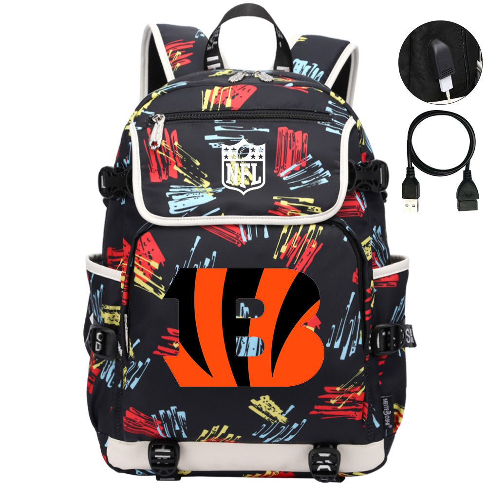 Cincinnati Bengals Football Team Rugby Backpack School Notebook Travel Bag