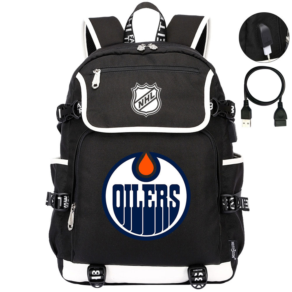 Edmonton Oilers Hockey League Backpack School Notebook Travel Bag