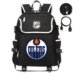 Edmonton Oilers Hockey League Backpack School Notebook Travel Bag