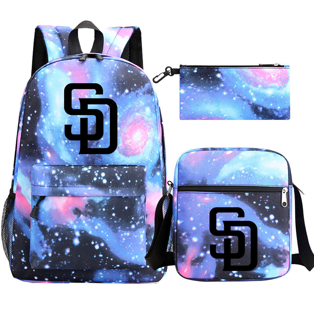 San Diego Padres Baseball School Backpack Shoulder Bag Pencil Bags 3pcs Set