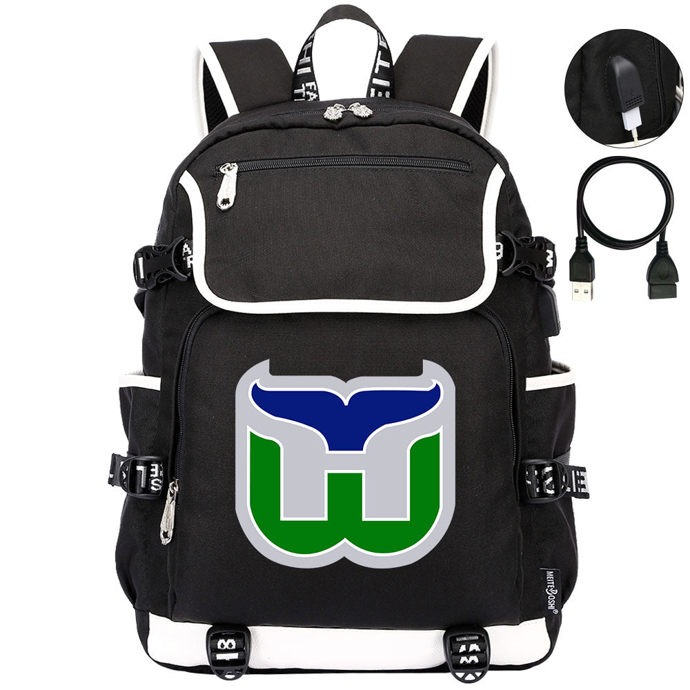 Hartford Whalers Hockey League Backpack School Notebook Travel Bag