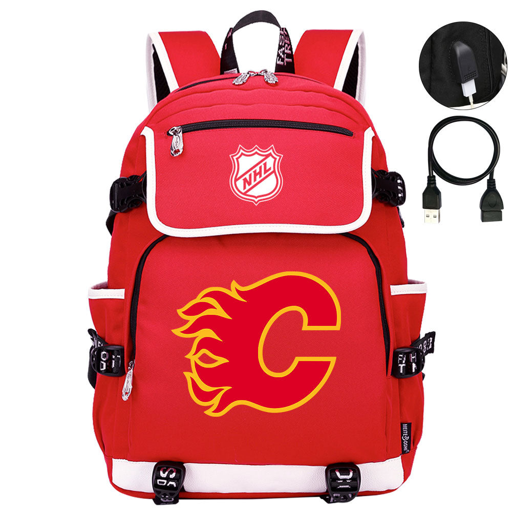 Calgary Flames Hockey League Backpack School Notebook Travel Bag