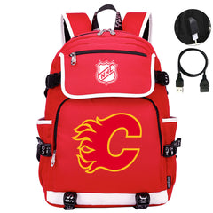 Calgary Flames Hockey League Backpack School Notebook Travel Bag