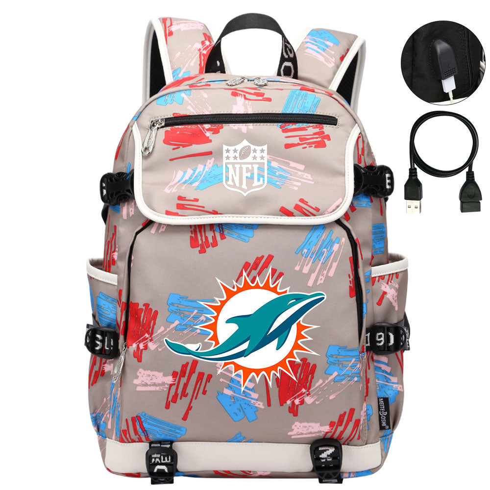 Miami Dolphins Football Rugby Backpack School Notebook Travel Bags