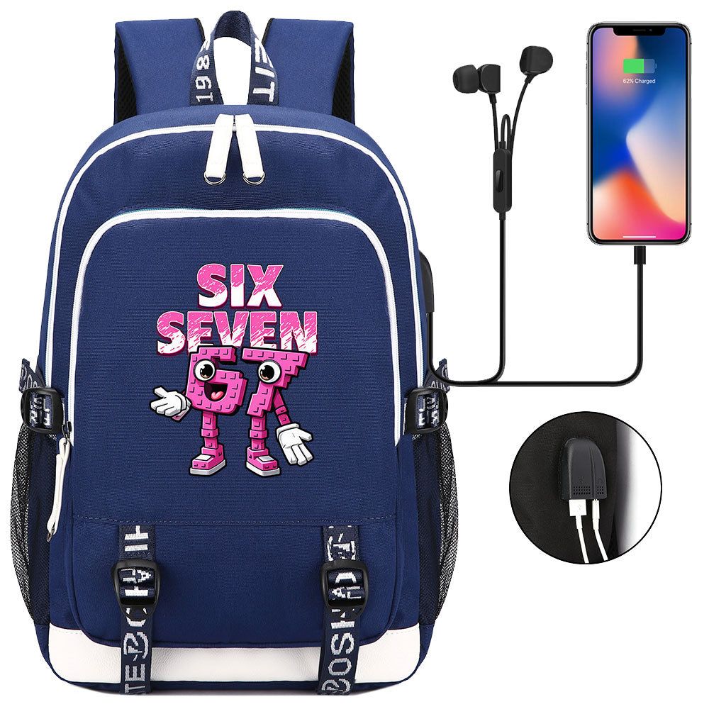 Steal a Brainrot 67 USB Charging Backpack School Note Book Laptop Travel Bags