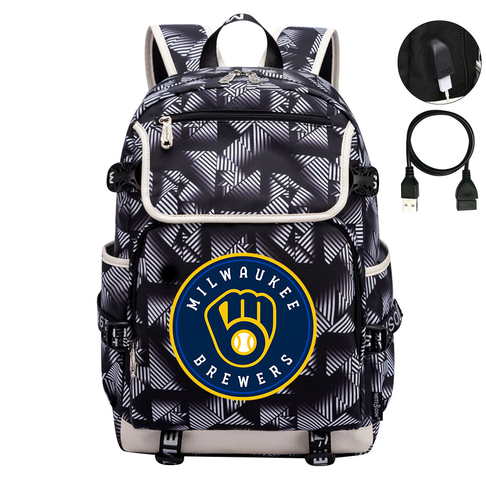 Milwaukee Brewers Backpack School Notebook Travel Bags