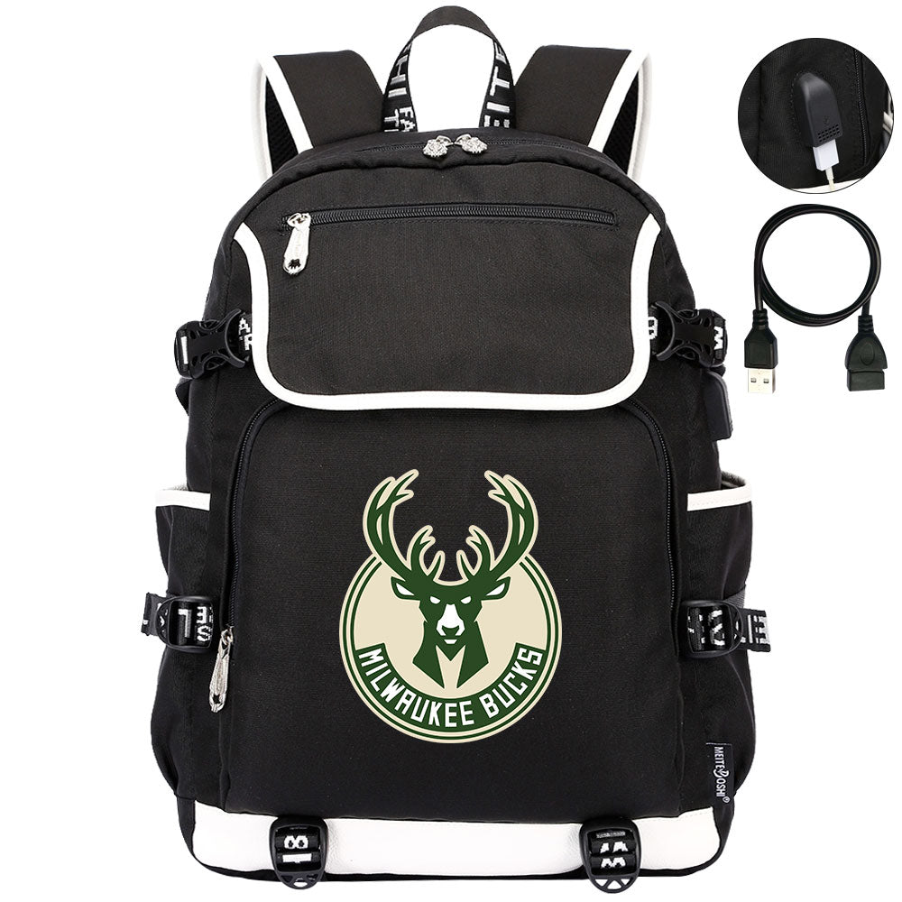 Milwaukee Bucks Backpack School Notebook Travel Bags