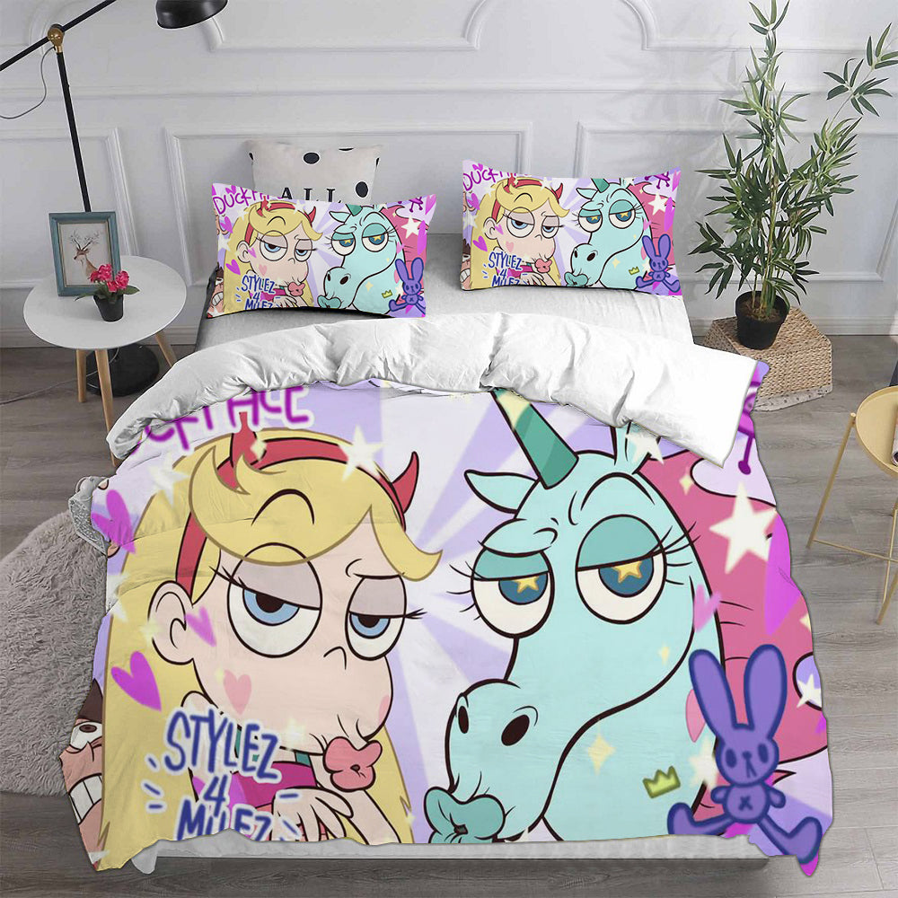 Star vs. the Forces of Evil Cosplay Bedding Set Duvet Cover Pillowcases Halloween Home Decor