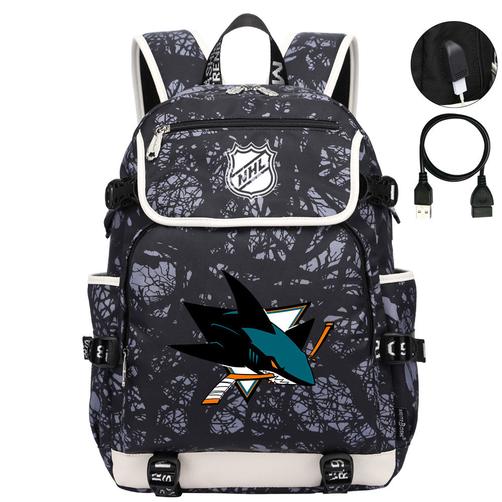 San Jose Sharks Hockey League Backpack School Notebook Travel Bag