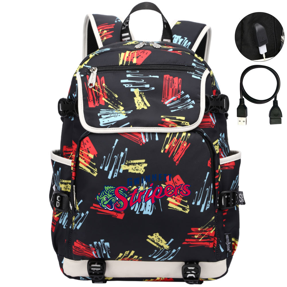 Gwinnett Stripers Backpack School Notebook Travel Bags