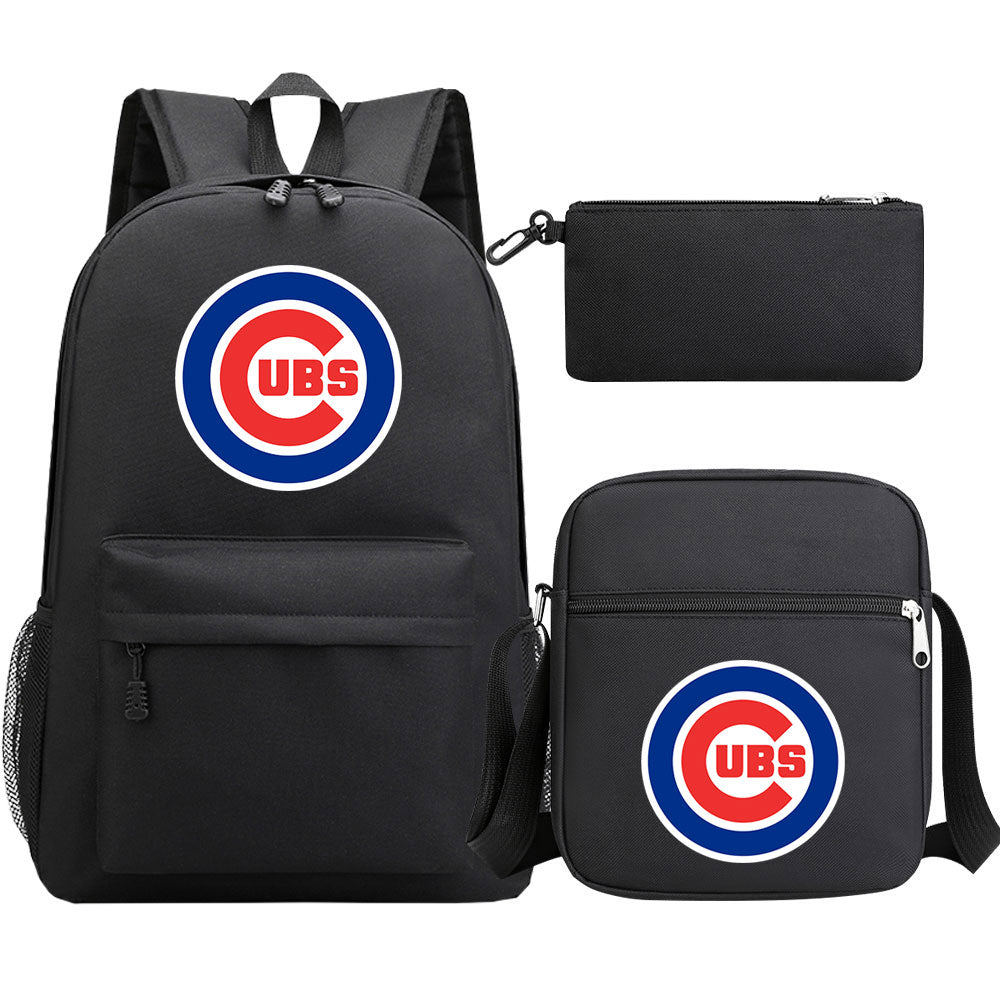 Chicago Cubs Baseball School Backpack Shoulder Bag Pencil Bags 3pcs Set