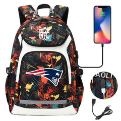 New England Patriots Football Rugby Backpack School Notebook Travel Bags With USB