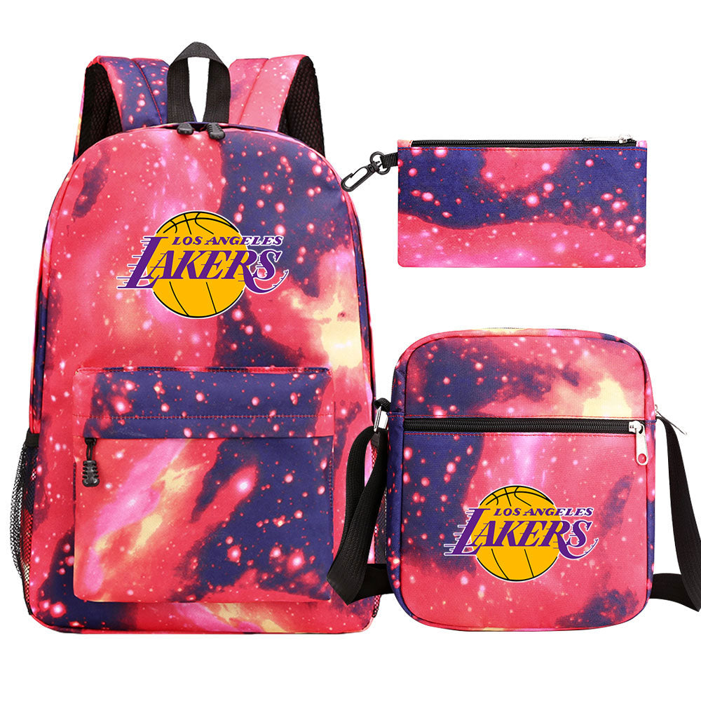 Los Angeles Lakers School Backpack Shoulder Bag Pencil Bags 3pcs Set