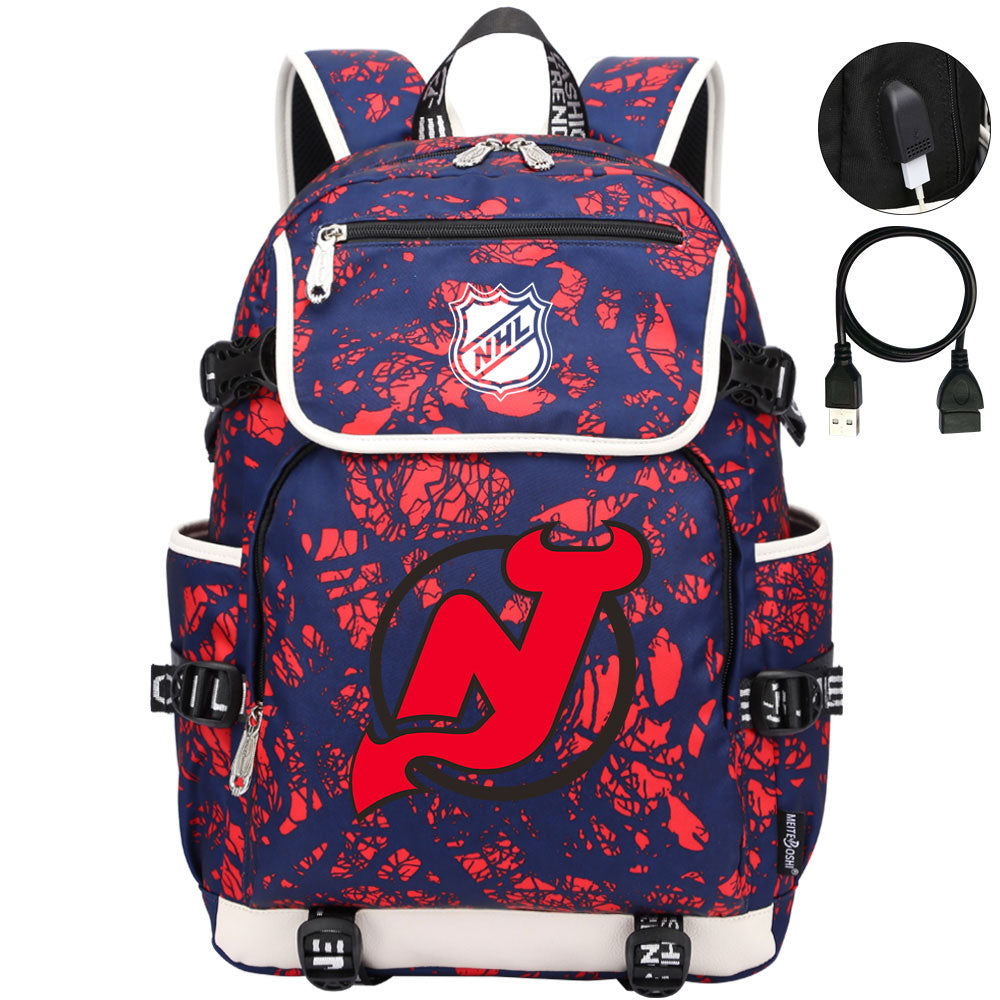 New Jersey Devils Hockey League Backpack School Notebook Travel Bag