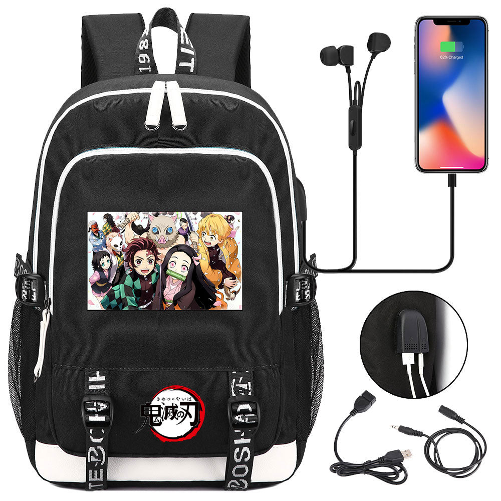 Demon Slayer Kimetsu No Yaiba USB Charging Backpack School Note Book Laptop Travel Bags
