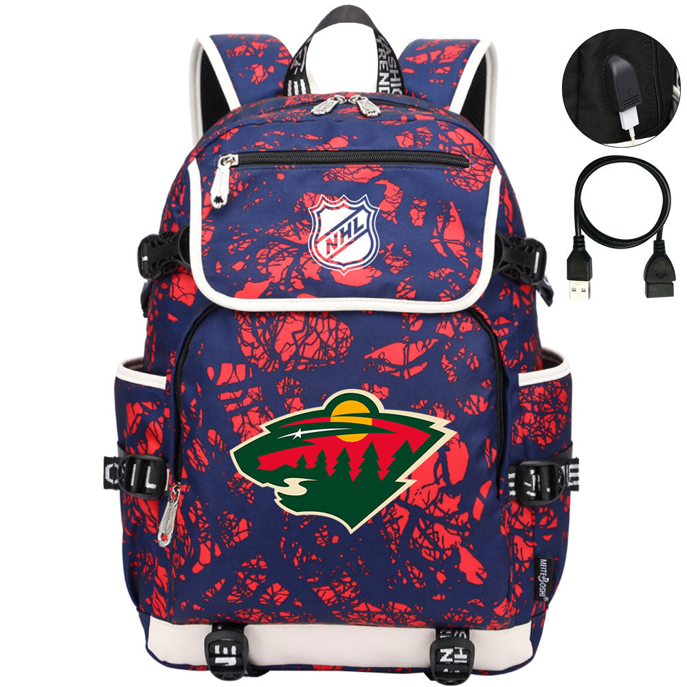 Minnesota Wild Hockey League Backpack School Notebook Travel Bag