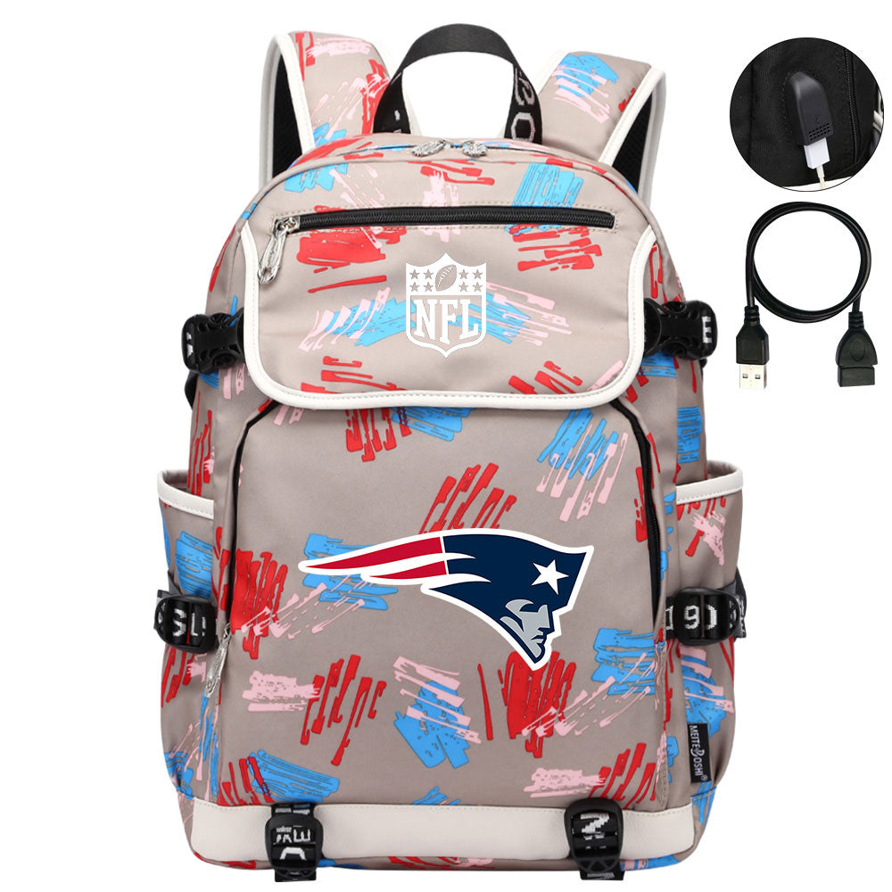 New England Patriots Football Rugby Backpack School Notebook Travel Bags