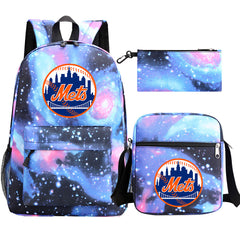New York Mets Baseball School Backpack Shoulder Bag Pencil Bags 3pcs Set