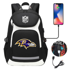 Baltimore Ravens Football Rugby Backpack School Notebook Travel Bags With USB