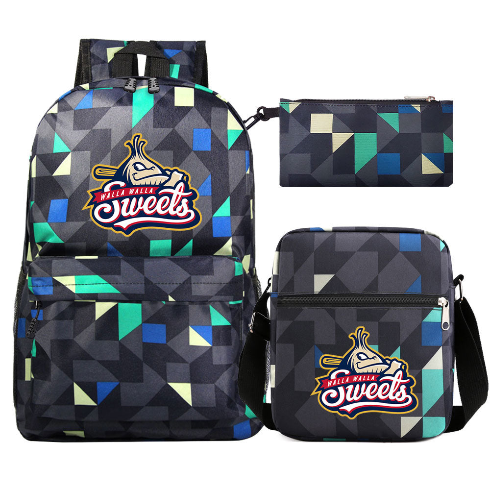 Walla Walla Sweets Baseball School Backpack Shoulder Bag Pencil Bags 3pcs Set