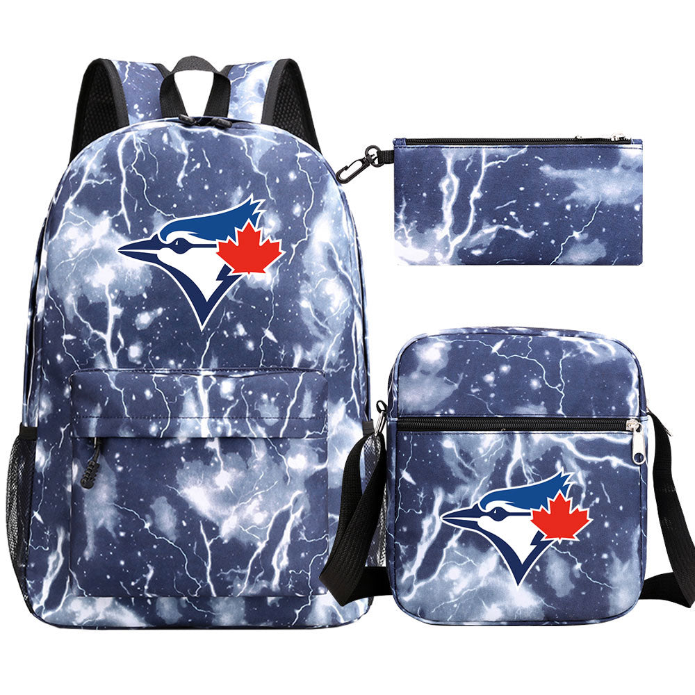 Toronto Blue Jays Baseball School Backpack Shoulder Bag Pencil Bags 3pcs Set