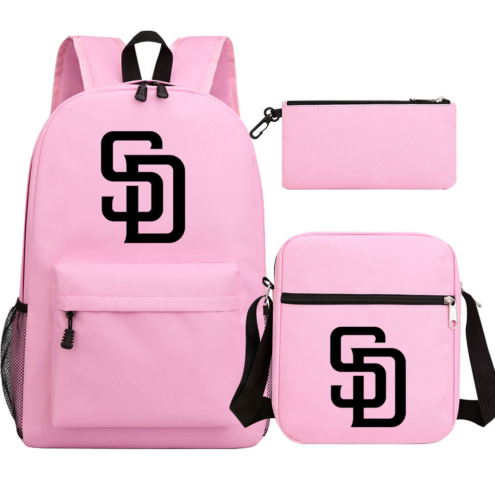 San Diego Padres Baseball School Backpack Shoulder Bag Pencil Bags 3pcs Set