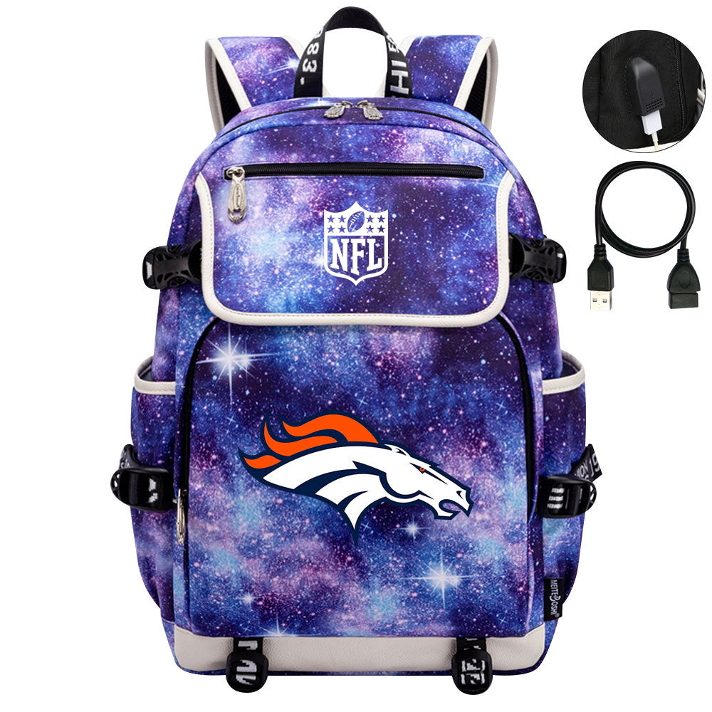 Denver Broncos Football Team Rugby Backpack School Notebook Travel Bag